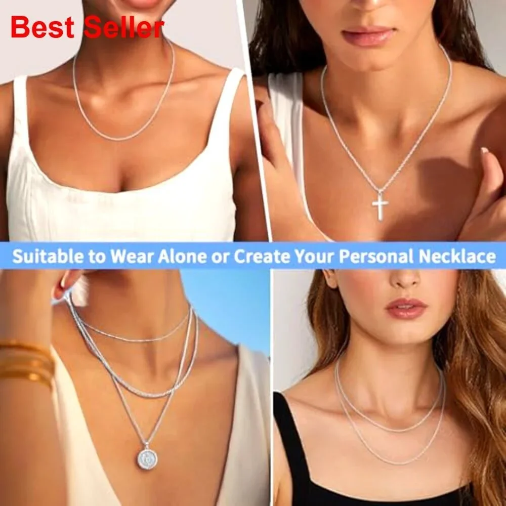 925 Sterling Silver 1.5mm Rope Chain Necklace with Lobster Clasp